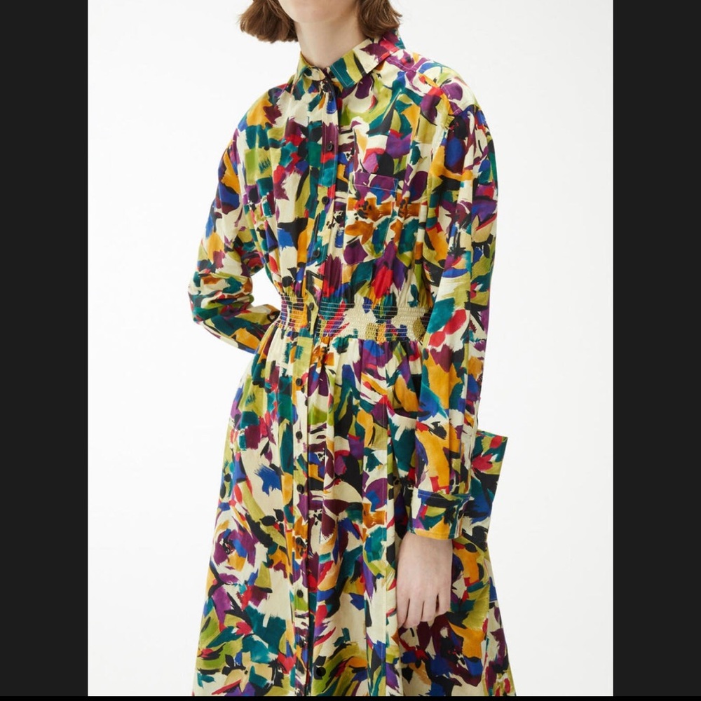 KENZO Archive Floral Shirt Dress size 42 full button down long sleeve